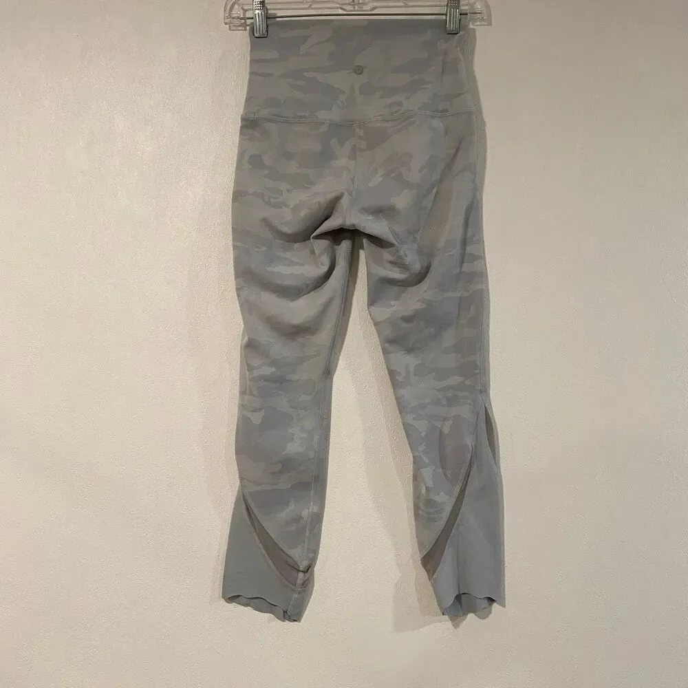 Lululemon Align Camo Leggings Gray Mesh Panel Size 6 Yoga Athleisure